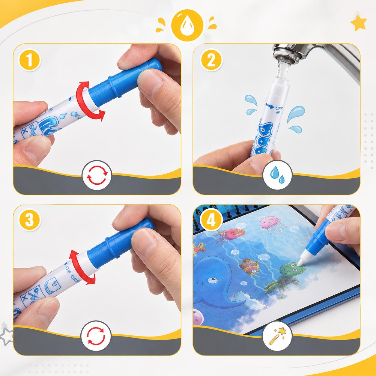Wonder Colors – Water-Activated Magic Book (Pack Of 4)