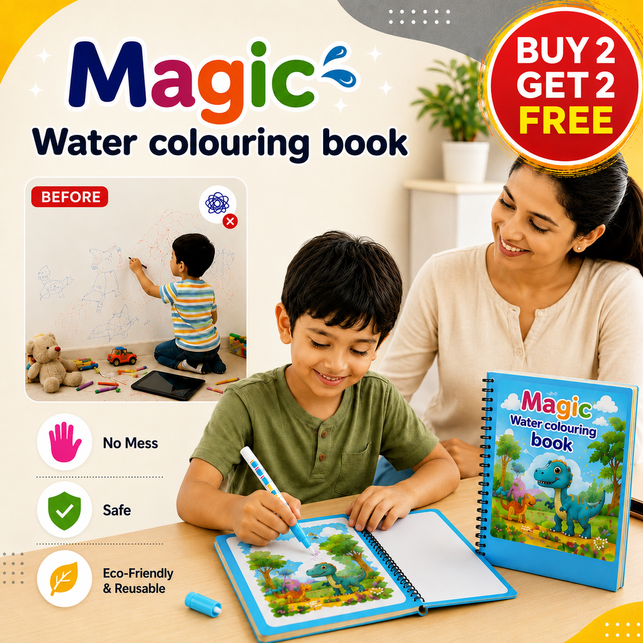 Wonder Colors – Water-Activated Magic Book (Pack Of 4)