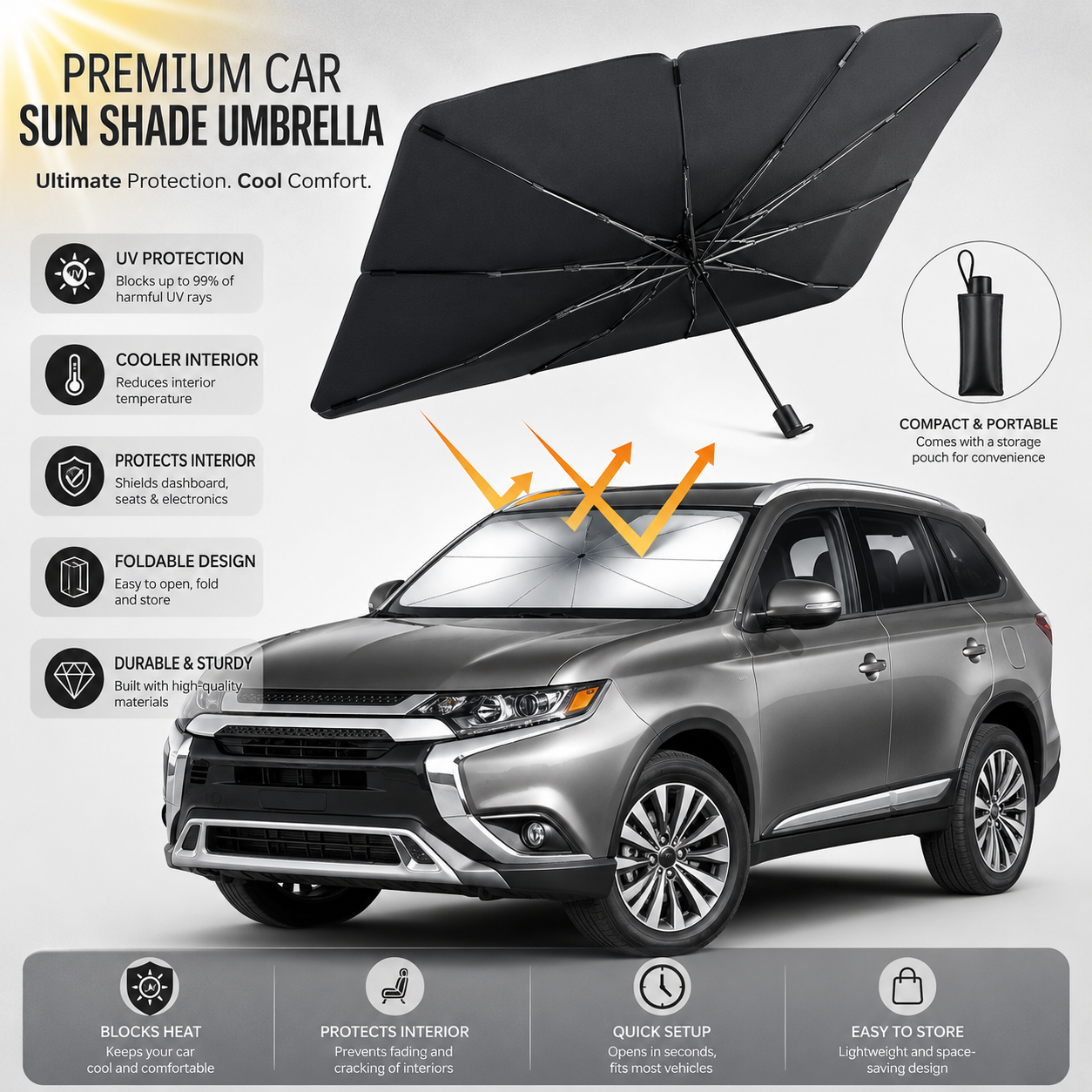 Foldable Car Sun Umbrella ☀️🚗| SunShield Pro™