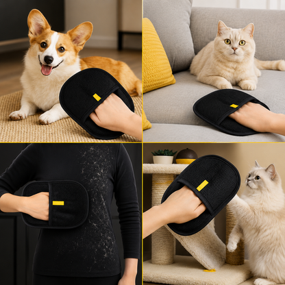  Pet Hair Removal Gloves- Reusable Grooming Mitt Cleaning Gloves